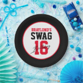 Varsity Stijl Rode Swag 16 Verjaardag Papieren Bordje (Feest)