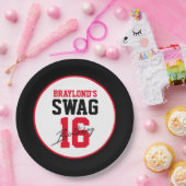 Varsity Stijl Rode Swag 16 Verjaardag Papieren Bordje (Feest)