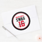 Varsity Stijl Rode Swag 16 Verjaardag Ronde Sticker (Envelop)