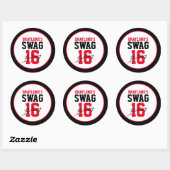 Varsity Stijl Rode Swag 16 Verjaardag Ronde Sticker (Vel)