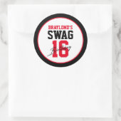 Varsity Stijl Rode Swag 16 Verjaardag Ronde Sticker (Tas)