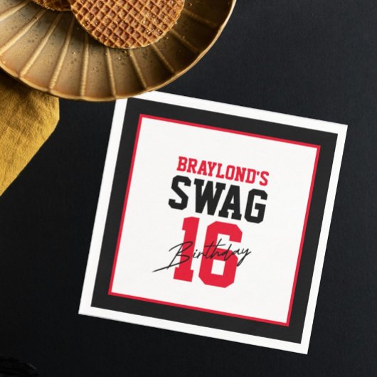 Varsity Stijl Rode Swag 16 Verjaardag Servet
