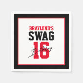 Varsity Stijl Rode Swag 16 Verjaardag Servet (Voorkant)