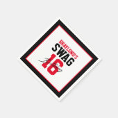 Varsity Stijl Rode Swag 16 Verjaardag Servet (Hoek)