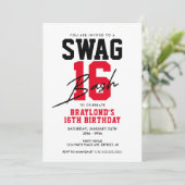 Varsity Stijl Swag 16 Verjaardag Kaart (Staand voorkant)