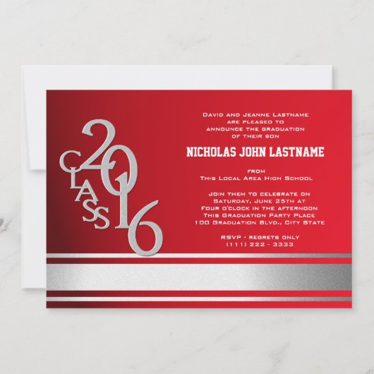 Varsity Stripe Afstuderen Tri Foto 2016 Rood Kaart (Achterkant)