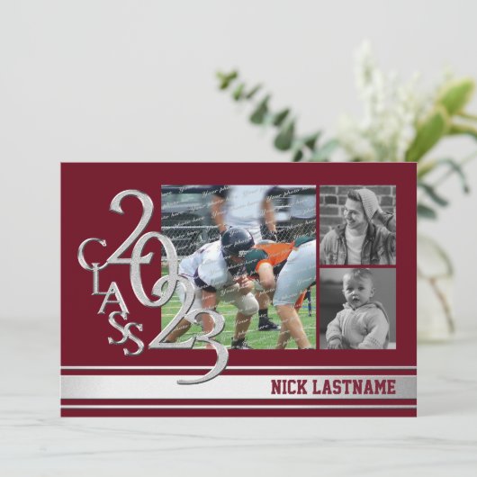 Varsity Stripe Afstuderen Tri Photo 2023 Kaart (Staand voorkant)