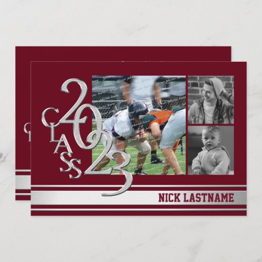 Varsity Stripe Afstuderen Tri Photo 2023 Kaart (Voorkant / Achterkant)