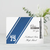 Varsity Stripe Blue Class Reunion Kaart (Staand voorkant)