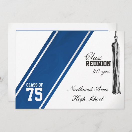 Varsity Stripe Blue Class Reunion Kaart (Voorkant / Achterkant)