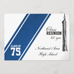 Varsity Stripe Blue Class Reunion Kaart