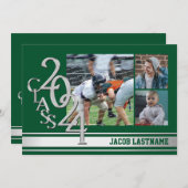 Varsity Stripe Tri Foto Afstudeeruitnodiging Kaart (Voorkant / Achterkant)