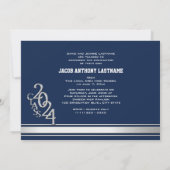 Varsity Stripe Tri Foto Afstuderen Uitnodiging (Achterkant)