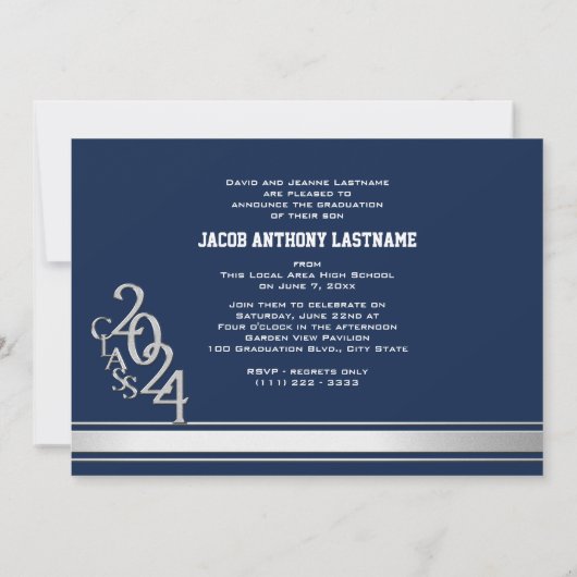 Varsity Stripe Tri Foto Afstuderen Uitnodiging (Achterkant)