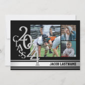 Varsity Stripe Tri Foto Afstuderen Uitnodiging (Voorkant)