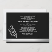 Varsity Stripe Tri Foto Afstuderen Uitnodiging (Achterkant)