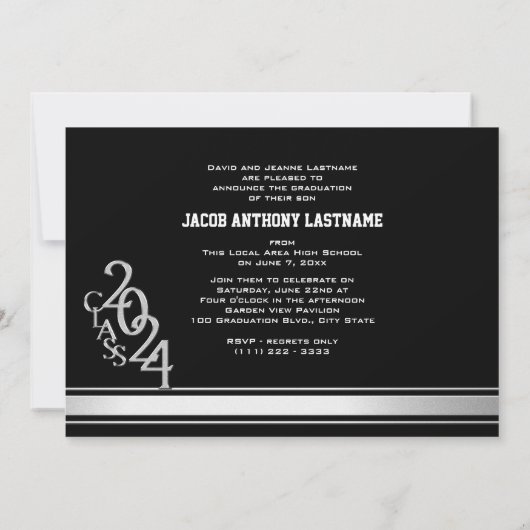 Varsity Stripe Tri Foto Afstuderen Uitnodiging (Achterkant)