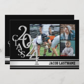 Varsity Stripe Tri Foto Afstuderen Uitnodiging (Voorkant / Achterkant)