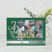 Varsity Stripe Tri Foto Afstuderen Uitnodiging (Staand voorkant)