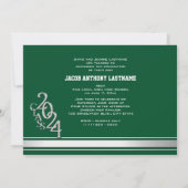 Varsity Stripe Tri Foto Afstuderen Uitnodiging (Achterkant)