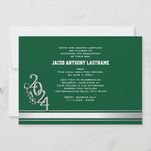 Varsity Stripe Tri Foto Afstuderen Uitnodiging (Achterkant)