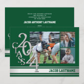 Varsity Stripe Tri Foto Afstuderen Uitnodiging (Voorkant / Achterkant)