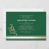 Varsity Stripe Tri Foto Goud Afstuderen Kaart (Achterkant)