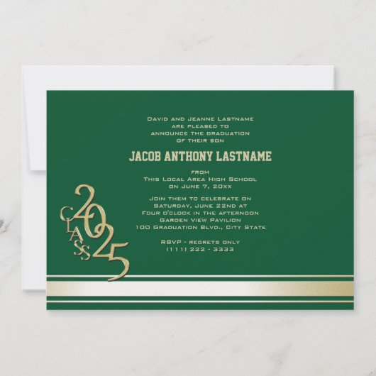 Varsity Stripe Tri Foto Goud Afstuderen Kaart (Achterkant)