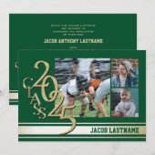 Varsity Stripe Tri Foto Goud Afstuderen Kaart (Voorkant / Achterkant)