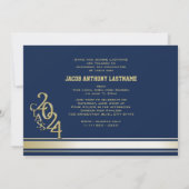 Varsity Stripe Tri Foto Gouden Afstudeeruitnodigin Kaart (Achterkant)