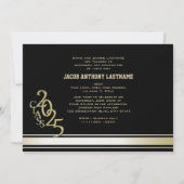 Varsity Stripe Tri Foto Gouden Afstudeeruitnodigin Kaart (Achterkant)