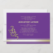 Varsity Stripe Tri Foto Gouden Afstudeeruitnodigin Kaart (Achterkant)