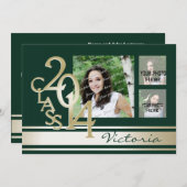Varsity Stripe Tri foto groen en goud Kaart (Voorkant / Achterkant)