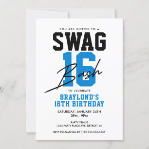 Varsity Style Blauw Swag 16 Verjaardag Kaart