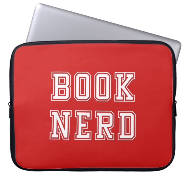 Varsity Style Book Nerd met bewerkbare kleur Laptop Sleeve (Voorkant)