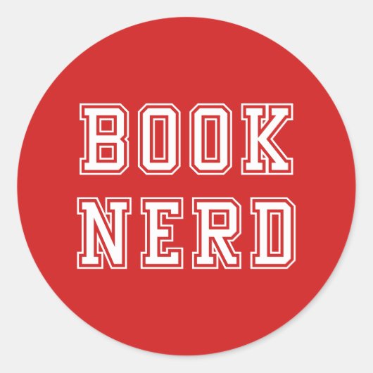 Varsity Style Book Nerd met bewerkbare kleur Ronde Sticker (Voorkant)