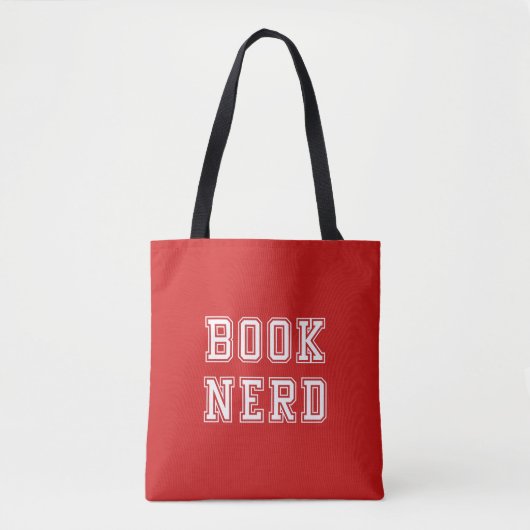 Varsity Style Book Nerd met bewerkbare kleur Tote Bag (Voorkant)