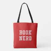 Varsity Style Book Nerd met bewerkbare kleur Tote Bag (Achterkant)