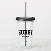 Varsity Style Hubby Est. Minimale jaarminimalisati Acryl Drinkbeker (Voorkant)