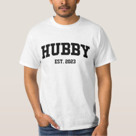 Varsity Style Hubby Est. Minimale jaarminimalisati T-shirt