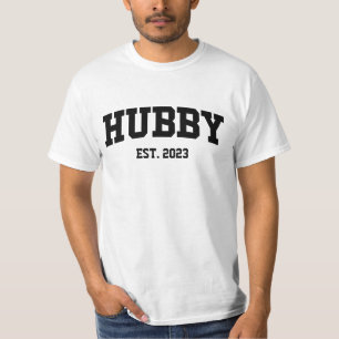 Varsity Style Hubby Est. Minimale jaarminimalisati T-shirt