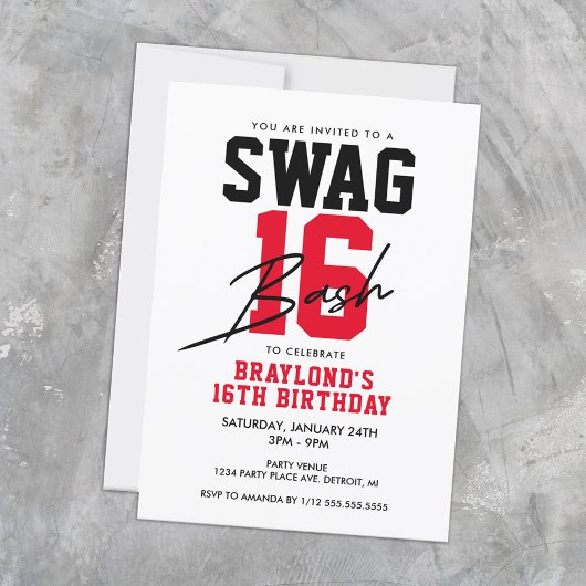 Varsity Style Swag 16 Verjaardag Kaart
