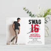 Varsity Style Swag 16 Verjaardag Kaart (Staand voorkant)