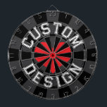 Varsity Style Tekstlettertype Black Charcoal Red H Dartbord<br><div class="desc">Varsity Style Tekstlettertype CUSTOM DESIGN Bewerkbare boven- en ondertekst met rood hart op zwart en houtskoolkleurig dartbord. Personaliseer naar uw wens!</div>