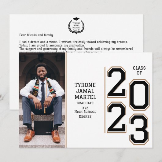 Varsity Team Player Sport Photo Graduparty Kaart (Voorkant / Achterkant)