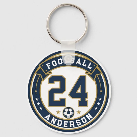 Varsity Voetbalspeler Naam & Nummer Sleutelhanger (Voorkant)