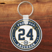 Varsity Voetbalspeler Naam & Nummer Sleutelhanger (Voorkant)