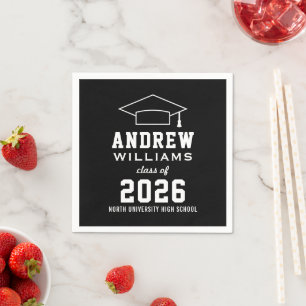 Varsity Zwart Wit 2026 Afstudeerfeest Servetten