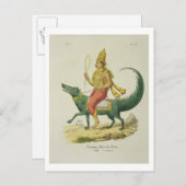 Varuna, God van de Oceanen, gegraveerd door Charle Briefkaart (Voorkant / Achterkant)