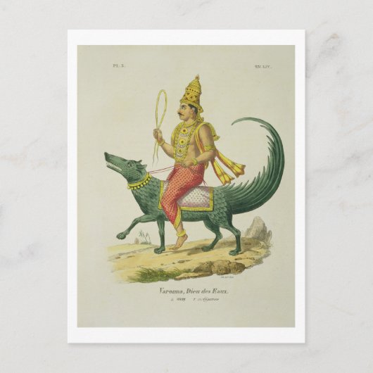 Varuna, God van de Oceanen, gegraveerd door Charle Briefkaart (Voorkant)